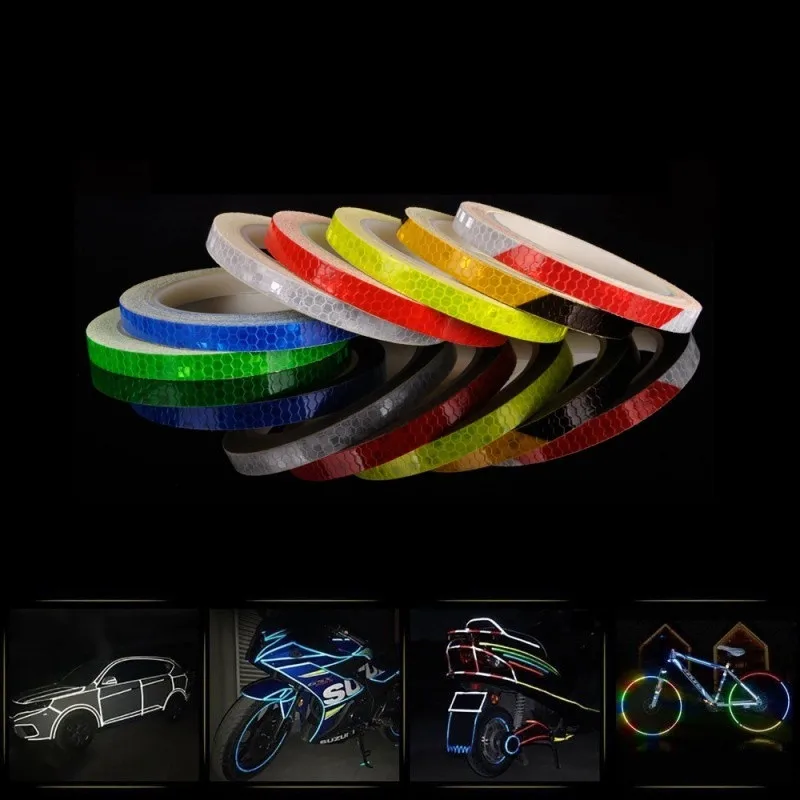 8 M X 1 CM Reflector de bicicleta fluorescente MTB bicicleta pegatina llanta de ciclismo pegatinas reflectantes accesorios de calcomanía