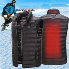 Mens Down Coat Streetwear Thermal Electric Vest Heated Clothes Jacket USB Warm Up Heating Pad Body Winter Warmer M-XXXL Plus Siz