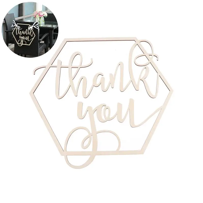 Шестиугольный знак для свадебной фотосъемки с надписью Thank You деревянный