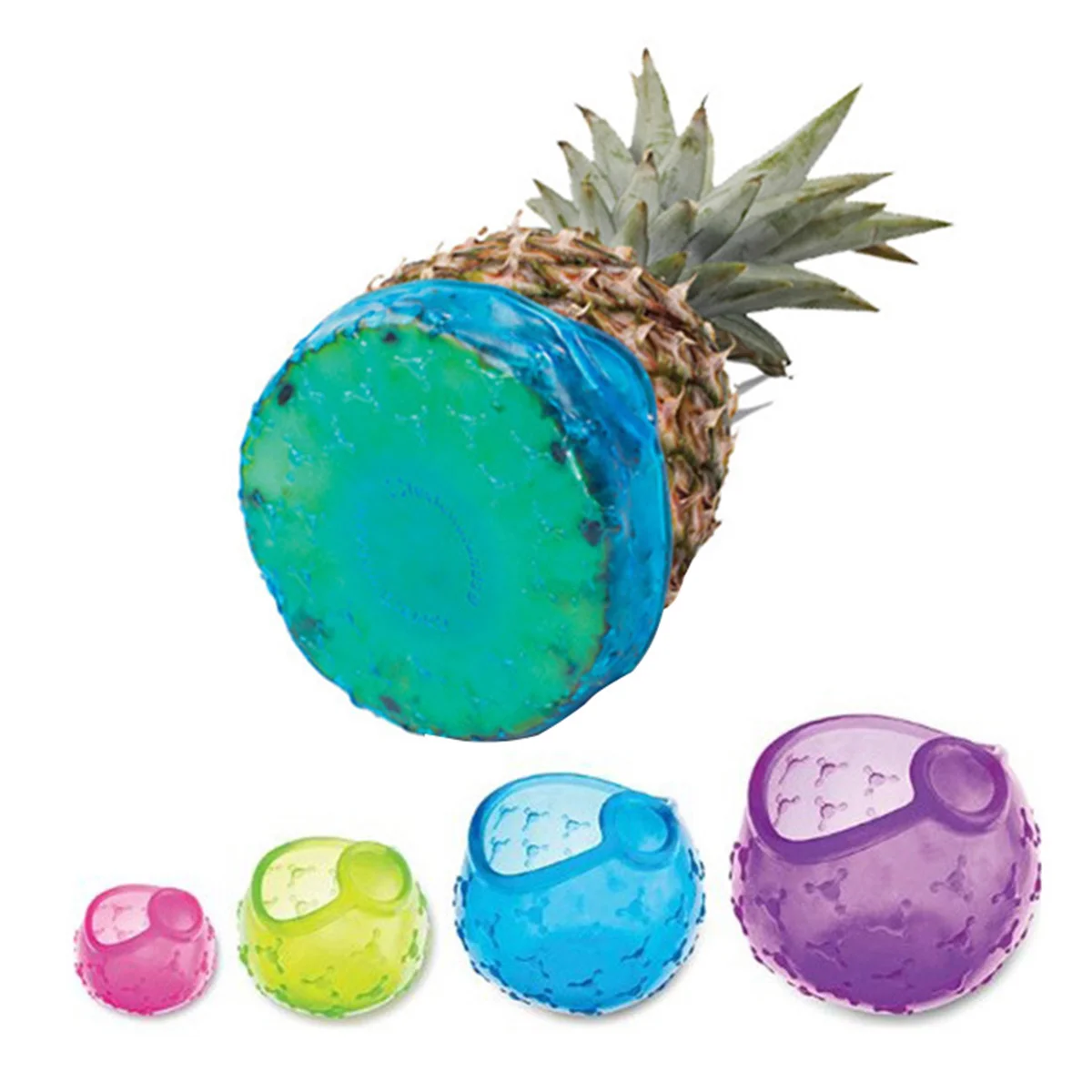 

4Pcs Reusable Silicone Plastic Wrap Kitchen Fruit Vegetable Preservative Film Reusable Seal Film Food Bag Random Color