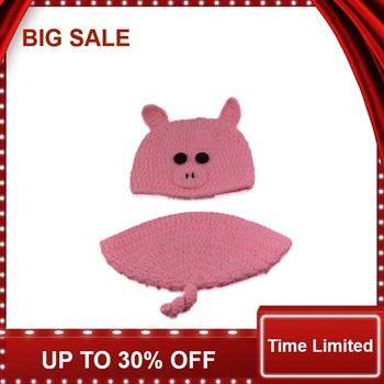 

Baby Pink Wool Photo Clothes Cartoon Character Pig Knitting Props Popular Style Photography cap Children's Clothing