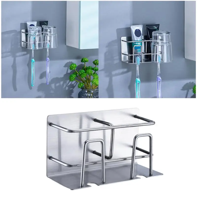 1 قطعة تخزين رف الصحي المقاوم للصدأ ذاتية اللصق الحمام الحائط المنظم فرشاة الأسنان حامل للمنزل فندق