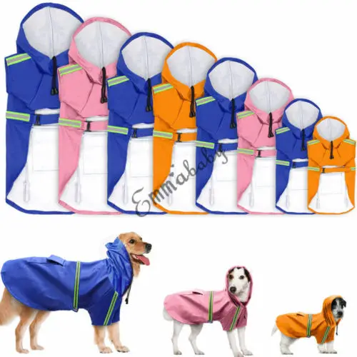 

Waterproof Pet Dog Raincoat Rain Coat Jacket PU Reflective Vest Clothes S-XXL