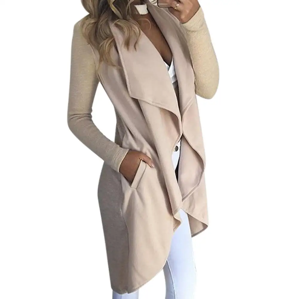 Beste MISSKY Nieuwe Vrouwen Trench Revers Kraag Effen Kleur Lange Mouwen Slim Fit Wind Jas met Zakken Voor Lente Herfst