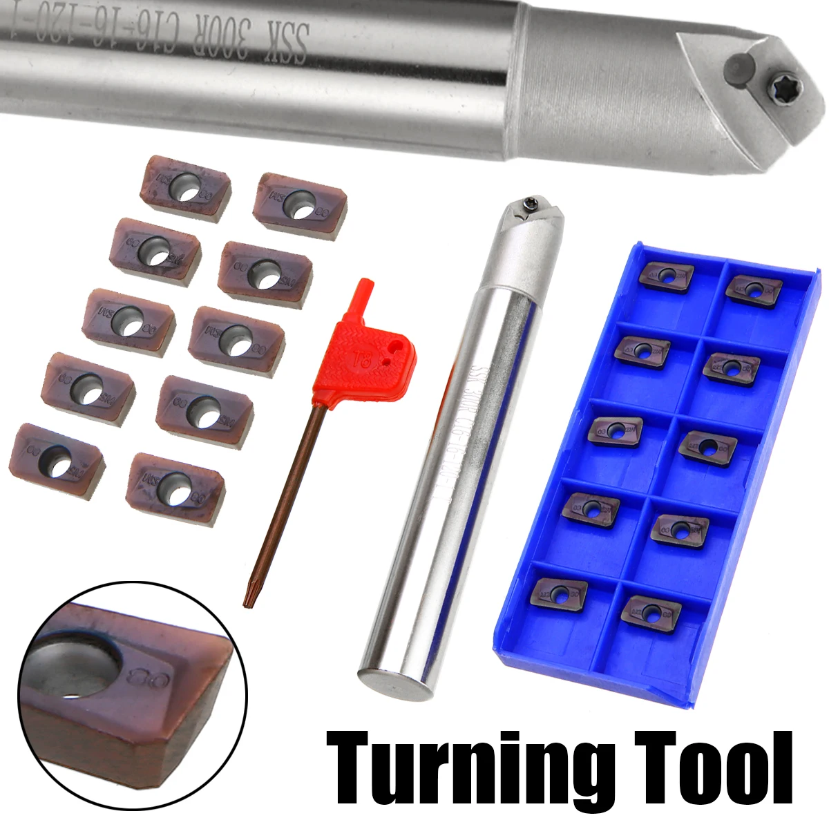 

1 Set CNC Lathe Turning Tool SSK C16-16-110 Chamfering Drill Tool Holder Boring Bar + 10pcs APMT1135PDER Inserts with Wrench