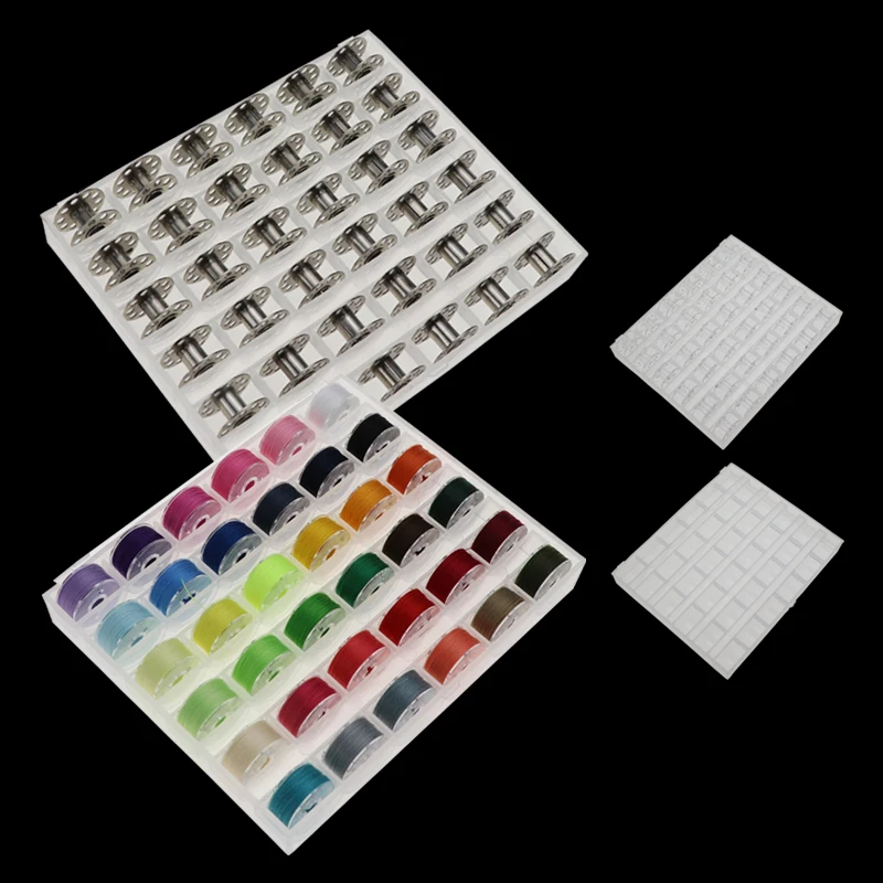 

36Pcs Stainless Steel Sewing Machine Bobbins Spools Empty Bobbins Spools Sewing Belt lineMachine Plastic Storage Box