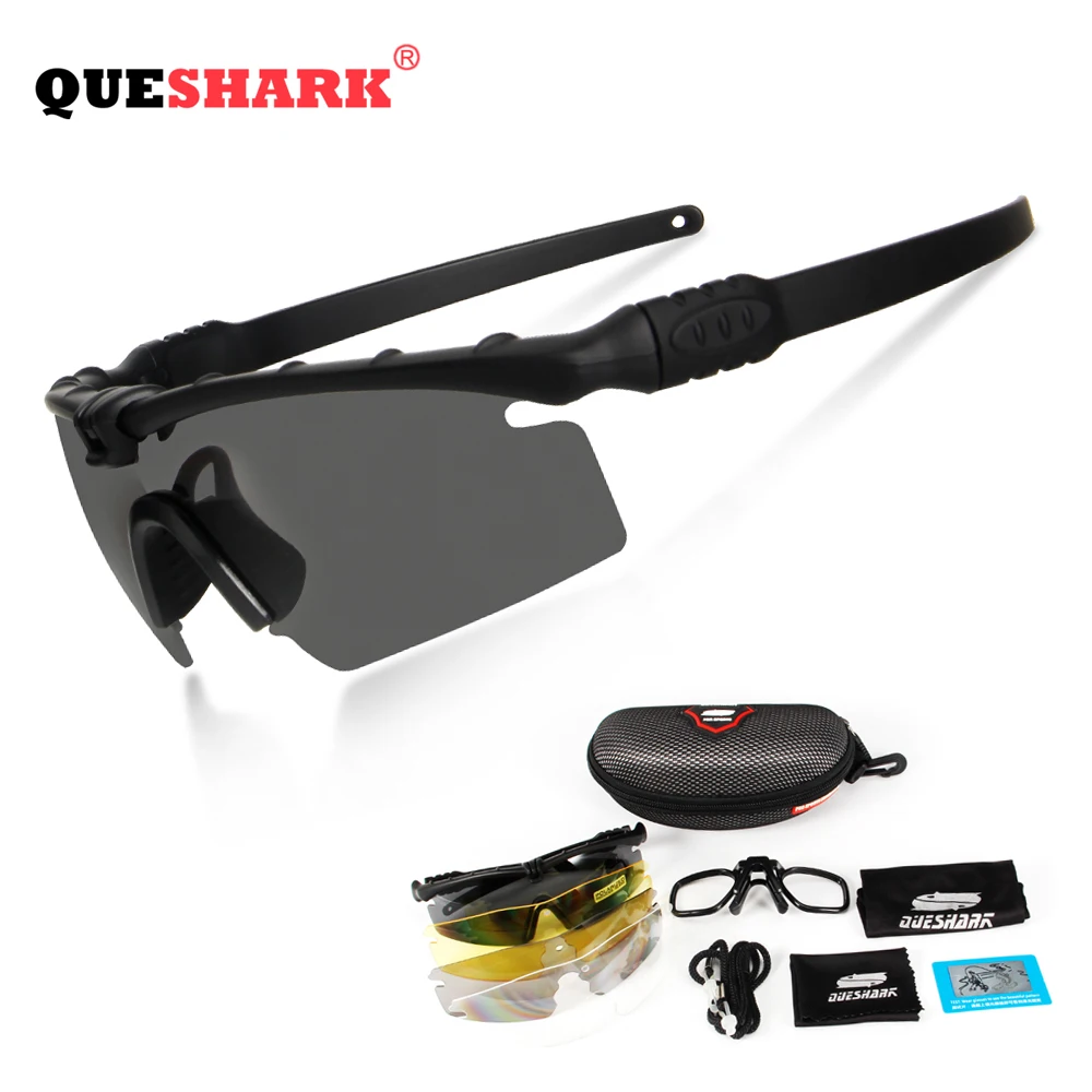 

Queshark Army BALLISTIC 3.0 Protection Military Glasses Paintball Shooting Goggles Tactical Polarized Sunglasses Myopia Frame