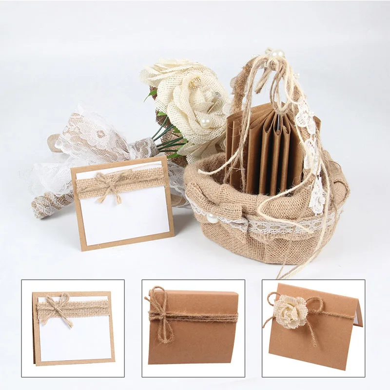 

10Pcs Multifunction Rustic Table Place Cards Jute Vintage Birthday Party Decoration Wedding Party Decor