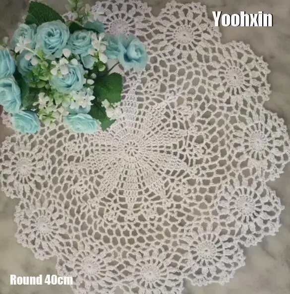

Handmade Crochet Table Place Mat Cloth Lace Cotton Placemat Tea Cup Coaster Dining Coffee Doily Pad Drink Mug Christmas Kitchen