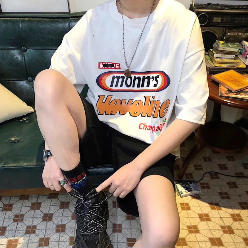 

Men's T-shirt 2019 Summer New Youth Cotton Loose Personality Pullover Multi-print Cotton Loose Round Neck Casual Men's Clothing