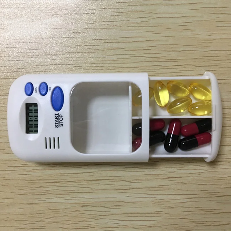 Будильник, напоминание, коробка для лекарств, портативная коробка для таблеток, мини-органайзер для таблеток, чехол, умный, синхронизация, 2 сетки