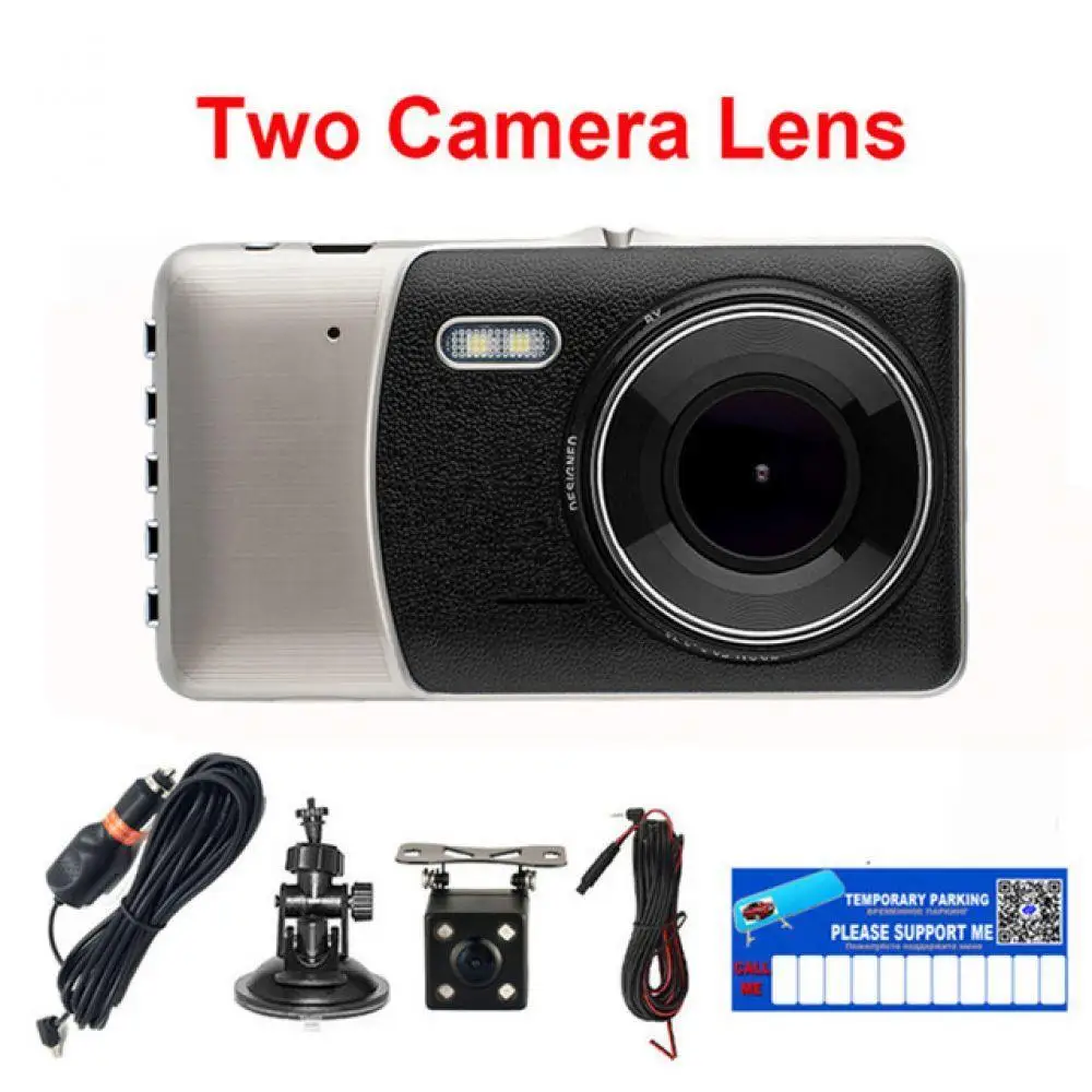 WOOKRAYS Автомобильный dvr 4 дюймов ips экран авто камера двойной объектив FHD 1080P Dash Cam видео регистратор ночного видения g-сенсор Регистратор
