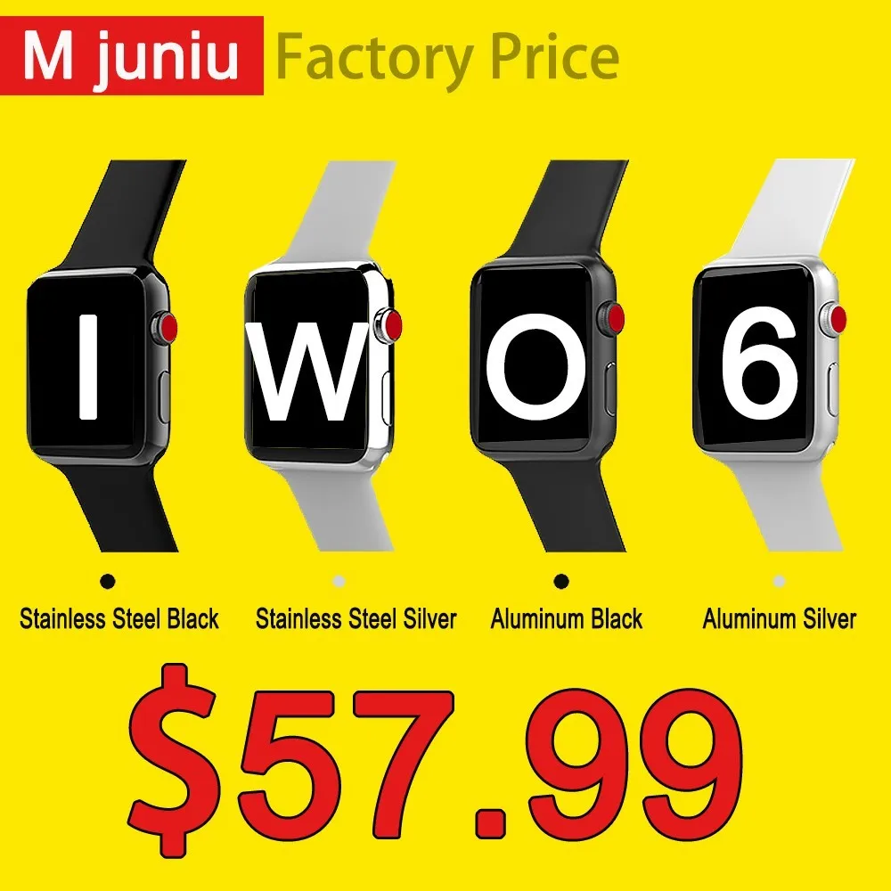 

M-juniu SmartWatch iwo Stainless Steel Shining Bluetooth Smart Watch Case for iOS Android Heart Rate ECG Pedometer