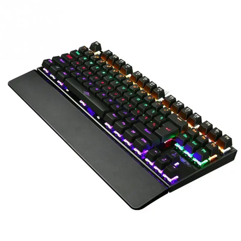 

universal keyboard 87 Keys No Rush Dustproof Keyboard Full Key Mechanical Green Shaft Luminous Drop Shipping #1123