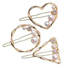 3 шт. заколки для волос геометрический выдалбливают горный хрусталь Жемчуг Металлические шпильки Заколки Бобби шпильки