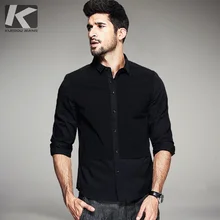 KUEGOU осенние мужские повседневные рубашки в стиле пэчворк черного цвета брендовая одежда мужская приталенная одежда с длинным рукавом мужская одежда топы 13112