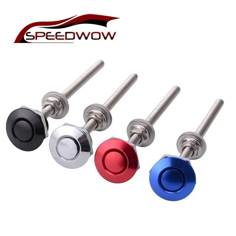 

SPEEDWOW 25mm Universal 100mm Long Rod JDM Style Push Button Billet Hood Lock Clip Kit Black/Silver/Red/Blue Car Part