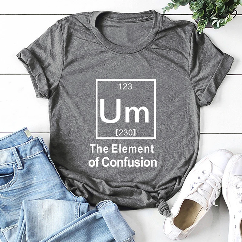

Fashion Women T-shirt Short Sleeves O Neck Letters Print T-shirt Element of Confusion Plus Size Cotton Cool Tshirt Casual Tops