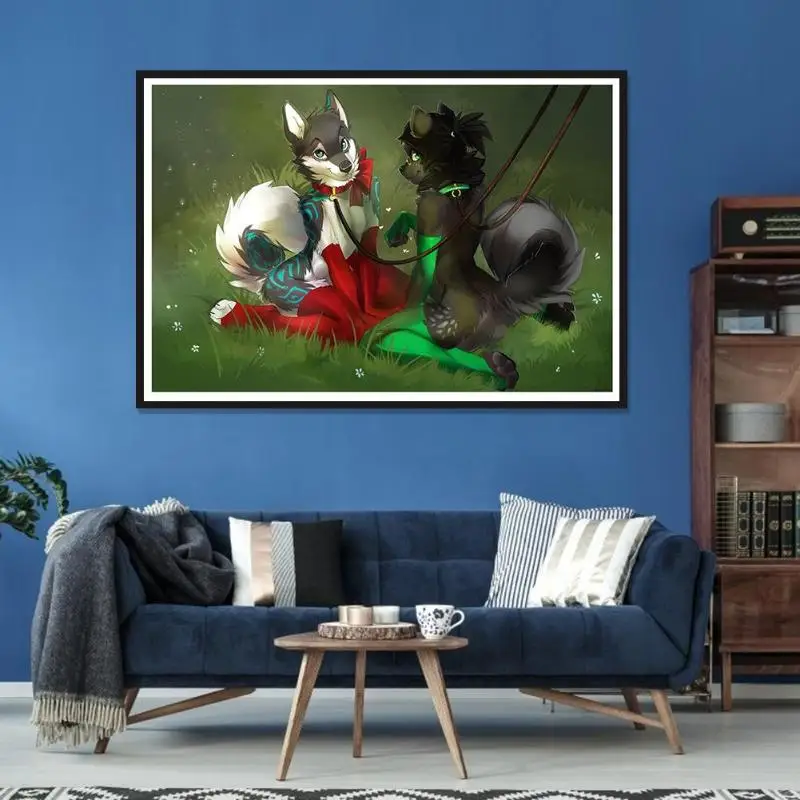 

5D DIY Full Drill Diamond Painting Cartoon Fox Cross Stitch Embroidery Kits Living room bedrom decorations home decal