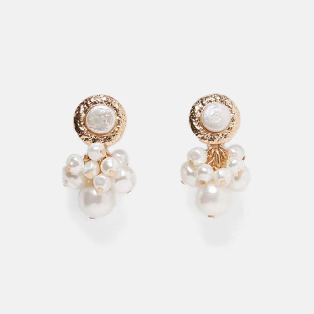 

2019 Classical Fashion Alloy Earrings Simulated-Pearls Cluster-shaped Drop Earrings Fr Women Girls Wedding Party Jewelry Gifts