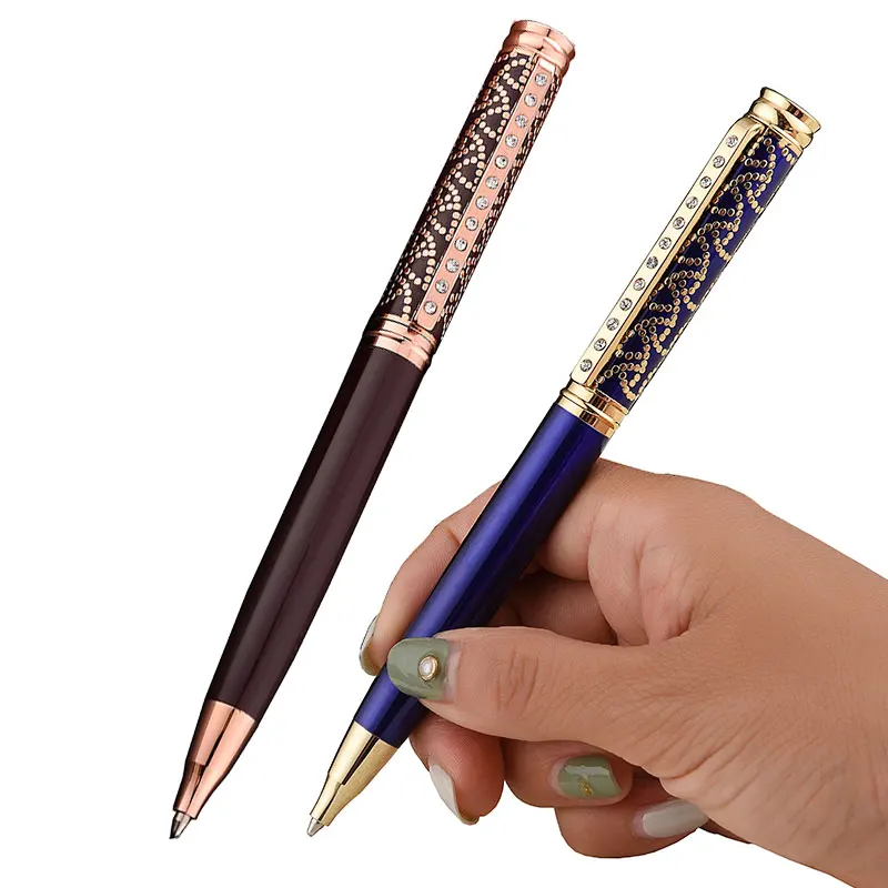 

Retro Engraved Diamond Pen Office Meeting Metal Ballpoint Pen College Business Student Hot Sale Gift Pen