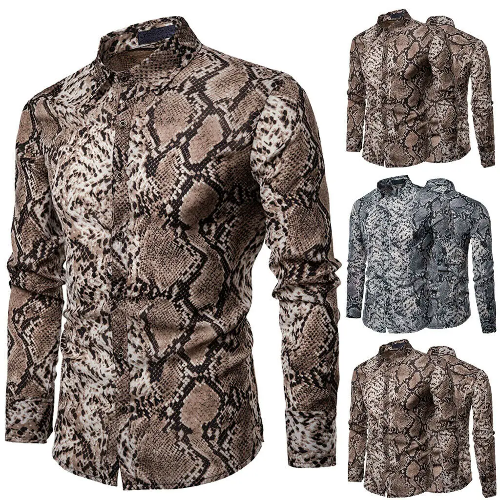 SportsX Mens Slim Fit Plaid Pattern Long Sleeve Print Nightclub Shirts