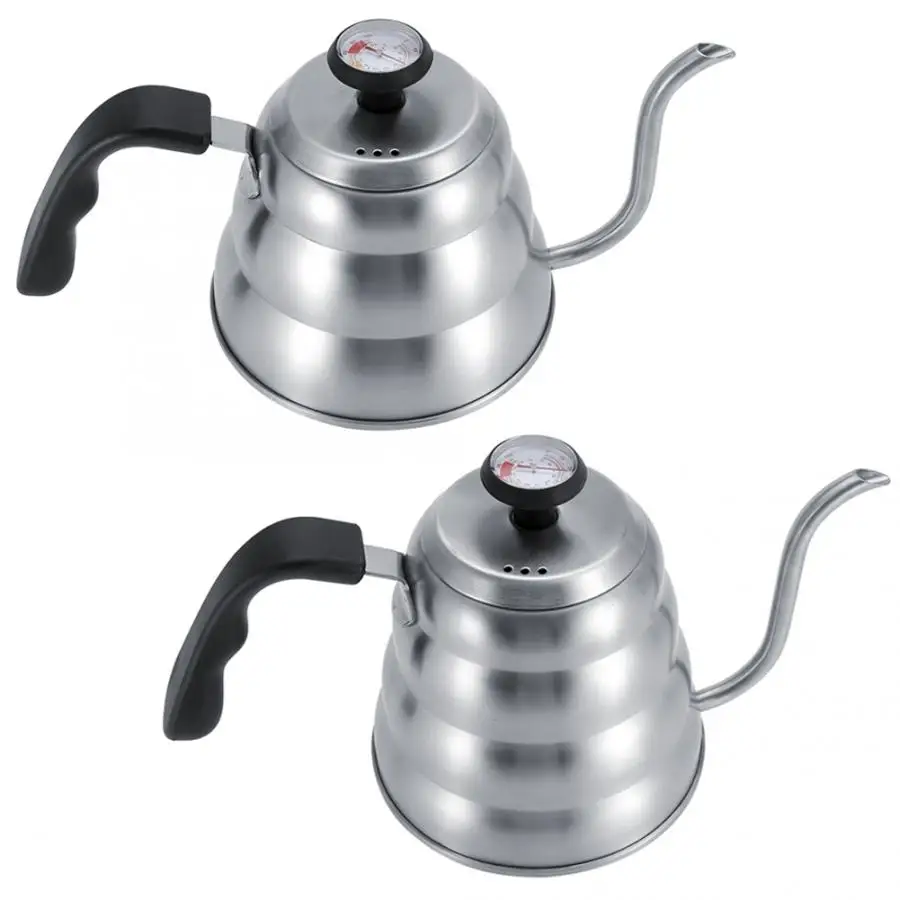 

1Pcs Stainless Steel Coffee Tea Pot Pouring Drip Kettle with Gooseneck and Built-in Thermometer Coffeeware