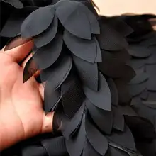 KiWarm Высокое качество 1 ярд хорошее качество черные листья шифоновая кружевная ткань DIY платье Свадебное Ремесло шитье Тюль кружевная отделка для одежды