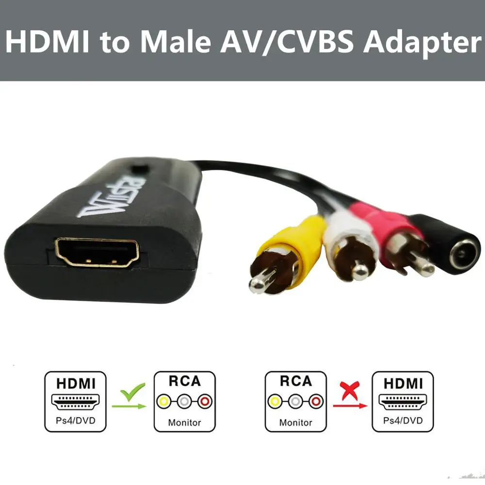 Wiistar Mini HDMI на штекер AV/CVSB RCA конвертер коробка mini HDMI2AV HDMI на RCA штекер 1080P NTSC/PAL для ПК HDTV PS3 VCR