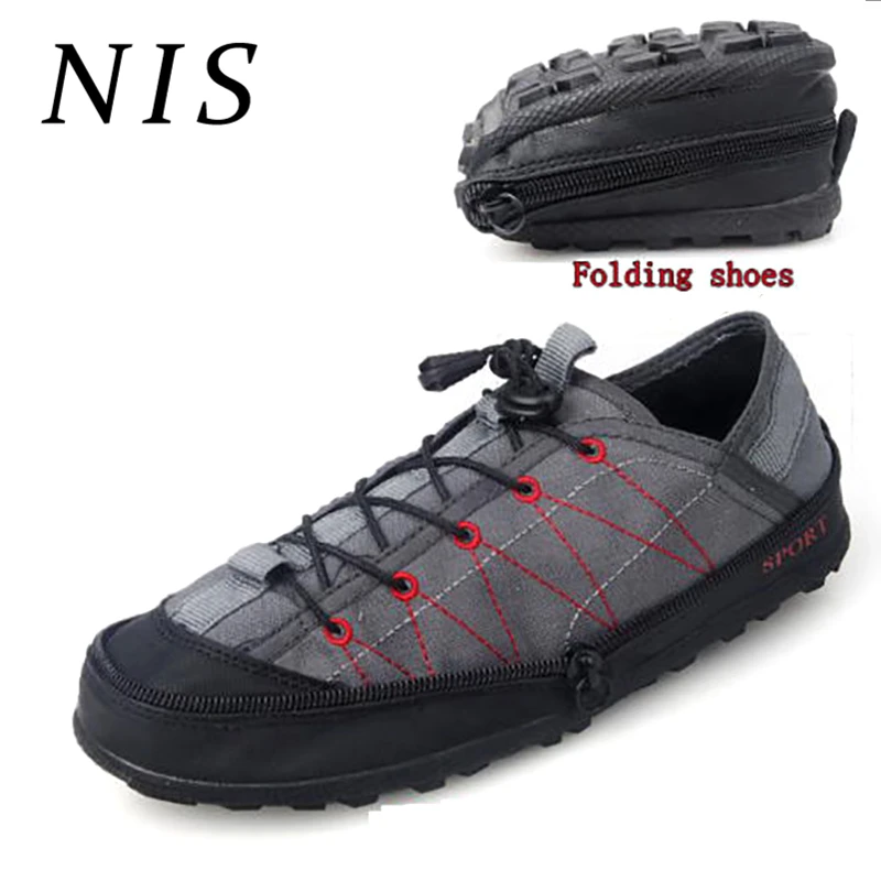 

NIS Large Size 39-44 Zipper Folding Sneakers Men Flats Spring Summer Canvas Casual ShoesMen Driving Flat Shoes Man Fashion 2019