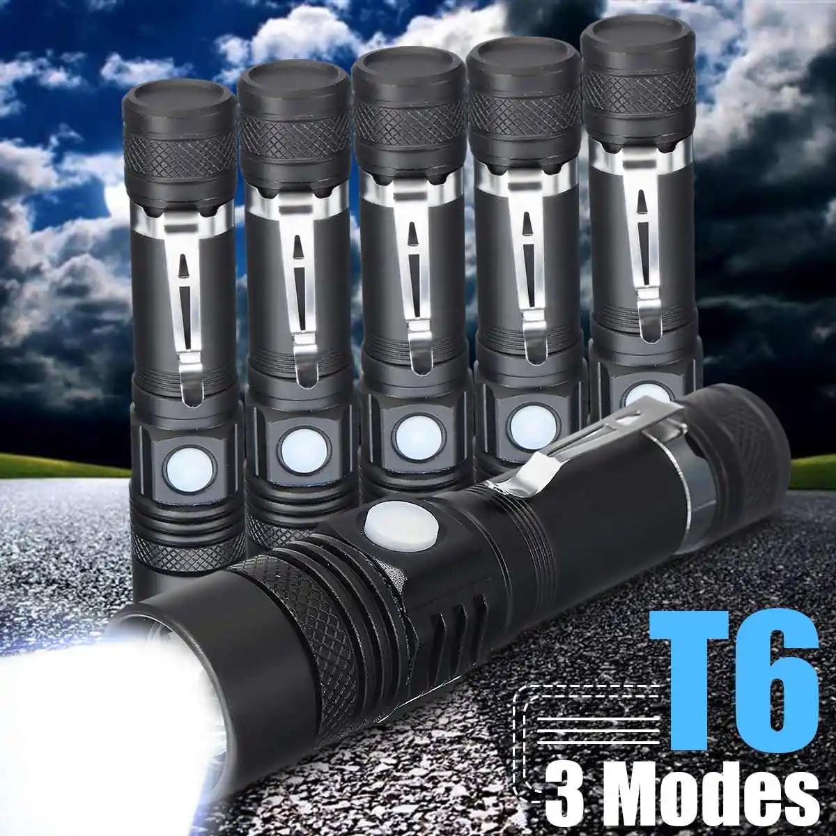 

4000lm USB Rechargeable T6 LED Flashlight Powerful Aluminum Waterproof Mini Flashlight Use 18650 Battery Torch