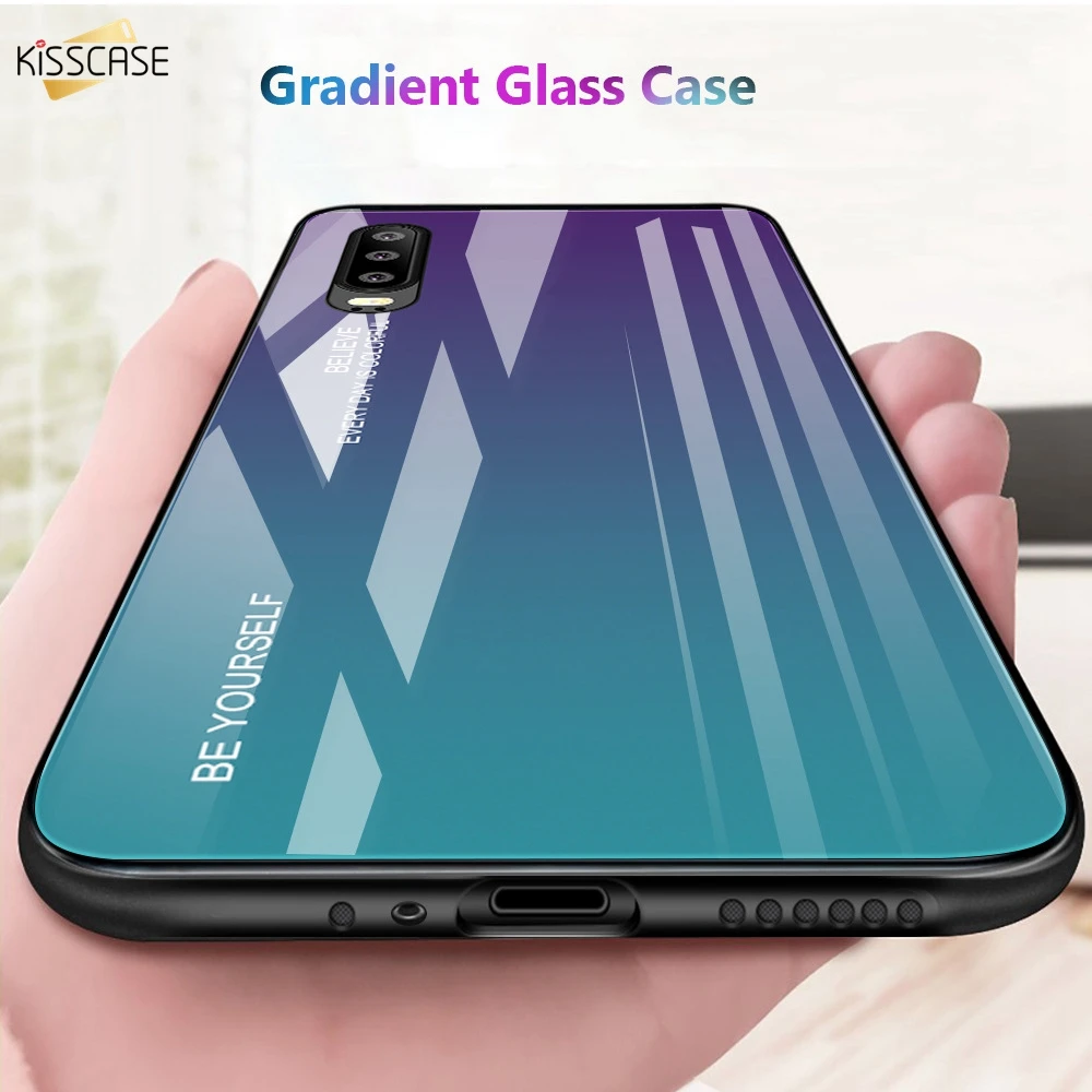 KISSCASE градиент закаленное Стекло чехол для телефона huawei Honor 8X Max 9 10 Lite Коврики 20 P20