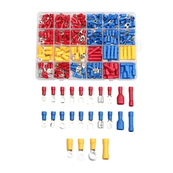 

373Pcs Insulated Electrical Wire Connectors Crimp Terminals Connector Butt Spade Ring Fork Assorted Set