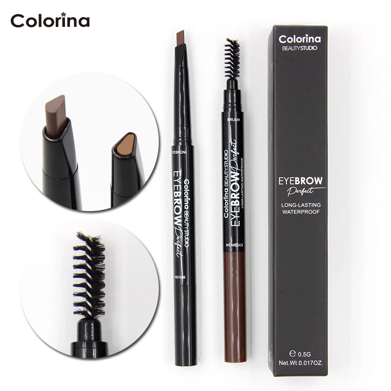 

5 Color Double Ended Eyebrow Pencil Waterproof Long Lasting No Blooming Rotatable Triangle Eye Brow Tatoo Pen