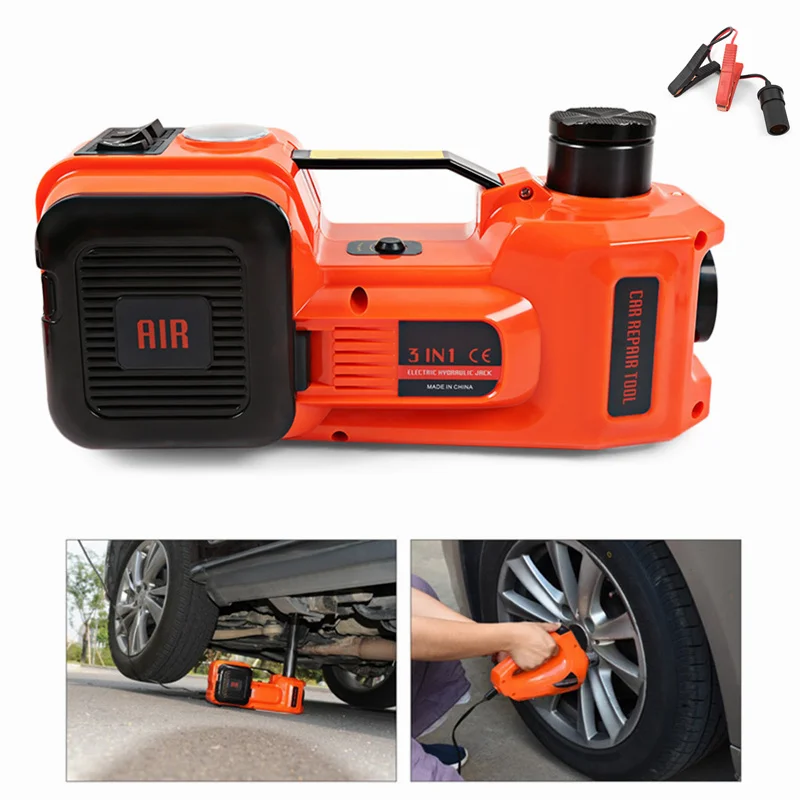 

4 in 1 12V Electric Hydraulic Car Floor Jack with LED Light for Sedan / Van / Truck Electric Wrench Impact Socket Tire Inflator