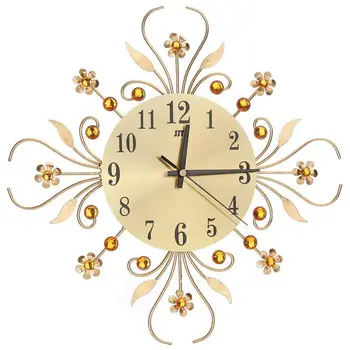 

Modern Crystal Diamond Wall Clock, Luxury Flower Wall Clock Silent Metal Clock for Living Room, Bedroom, Home Wall Art Decorat