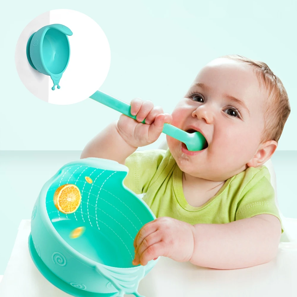 

Silicone Material Baby Dining Plate Health Lovely Snail Lunch Tableware Kitchen Fruit Dishes Children Bowl
