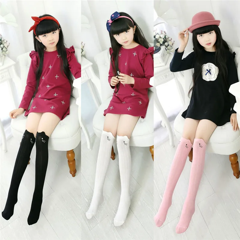 

2019 Cartoon Cute Kids Girl Socks Knee High Long Soft Cotton Stripe Warm Calcetines Autumn Winter Hot Sock