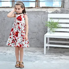 Kids girls dress new summer 2019 cotton bow floral baby dress sleeveless print children's clothing Kids girls dress new summer 2019 cotton bow floral baby dress sleeveless print children's clothing