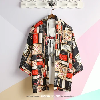

#4205 Summer 2019 Loose Men Kimono Jacket Japanese Retro Lovers 3d Printed Harajuku Kimono Cardigan Sunscreen Coat Plus Size 5XL