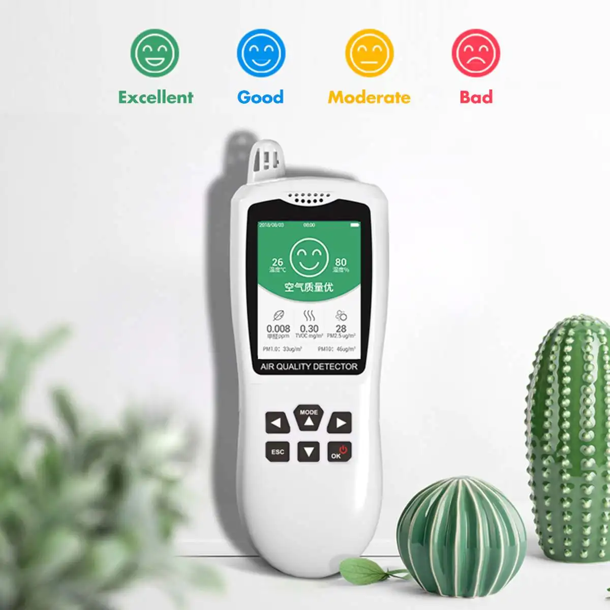 

HCHO PM2.5 Detector Digital Air Quality Monitor Smart Sensor Gas Analyzers Temperature/Humidity Meter Household Diagnostic Tool