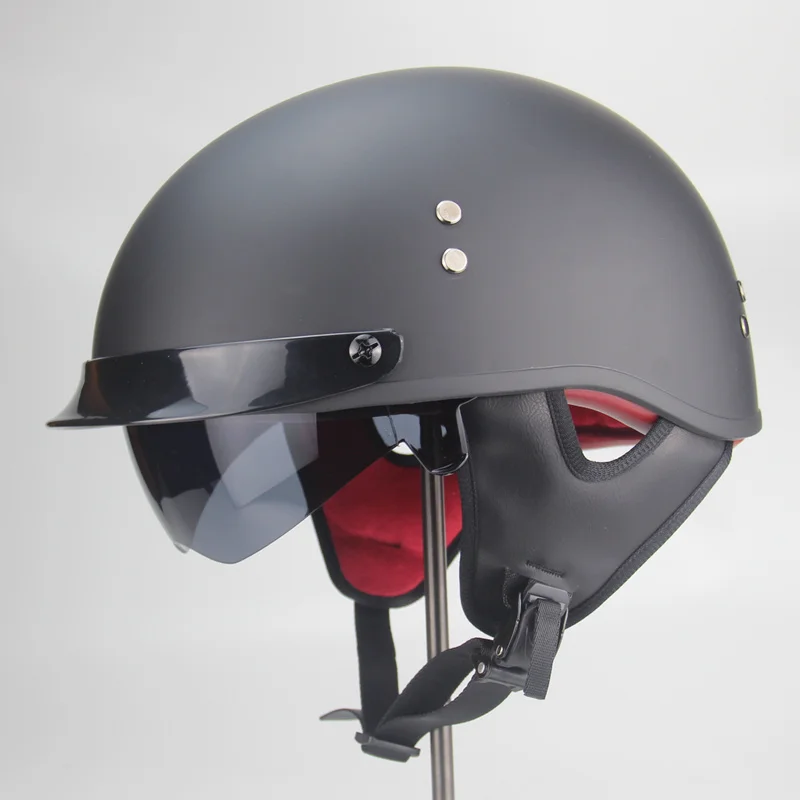 Moto rcycle шлем cascos para moto открытый Половина лица casco moto Винтаж jet capacetes de moto ciclista с двойной защитные козырьки объектива