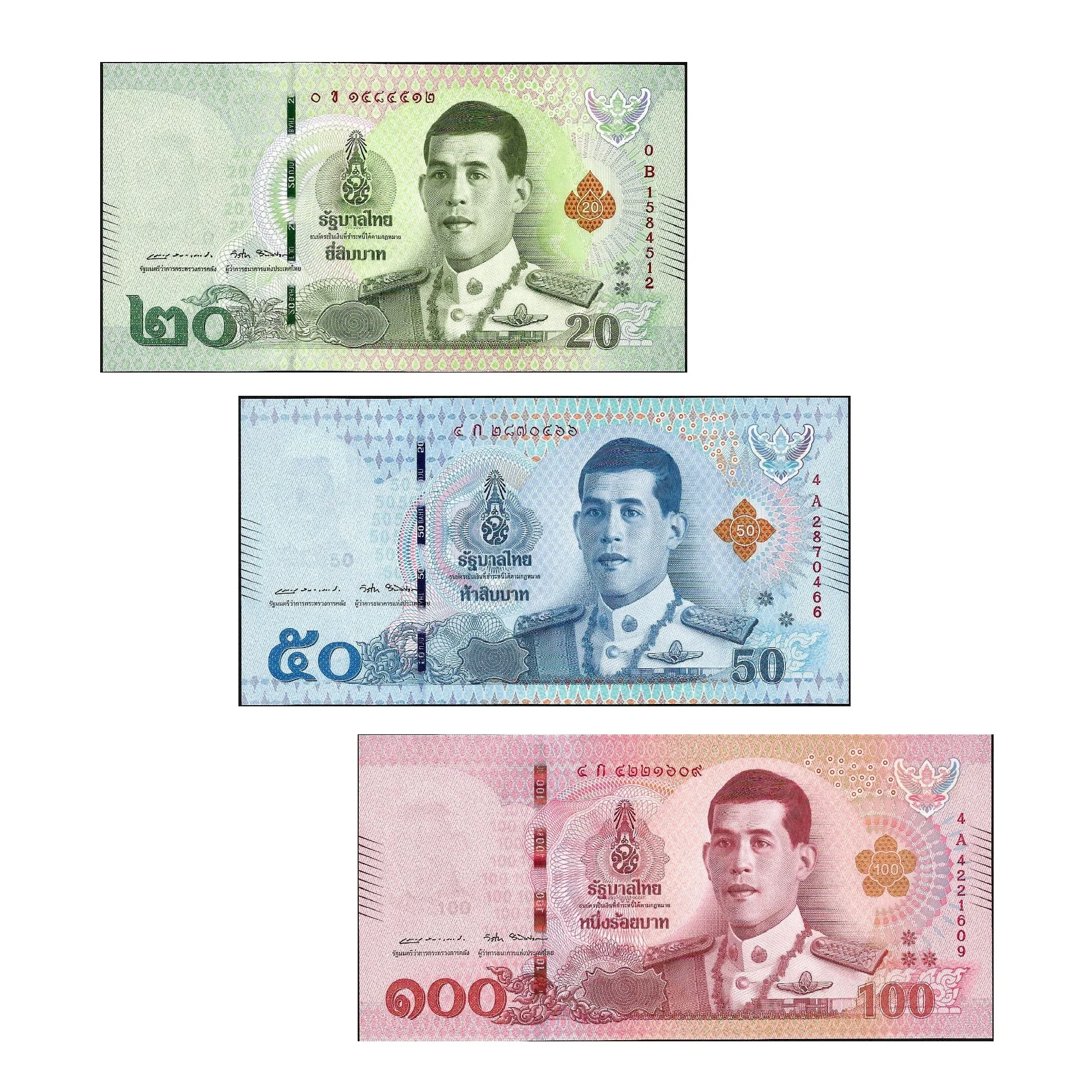 

THAILAND SET 3 pcs (20 ,50,100 BAHT) banknotes 2018 KING RAMA X UNC original banknote real notes world asia note collectibles