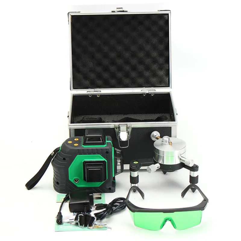 

12 Line 3D Green Laser Level Self 360Rotaty Outdoor Receiver Leveling Vertical Horizontal Cross Level Multi Slash Function
