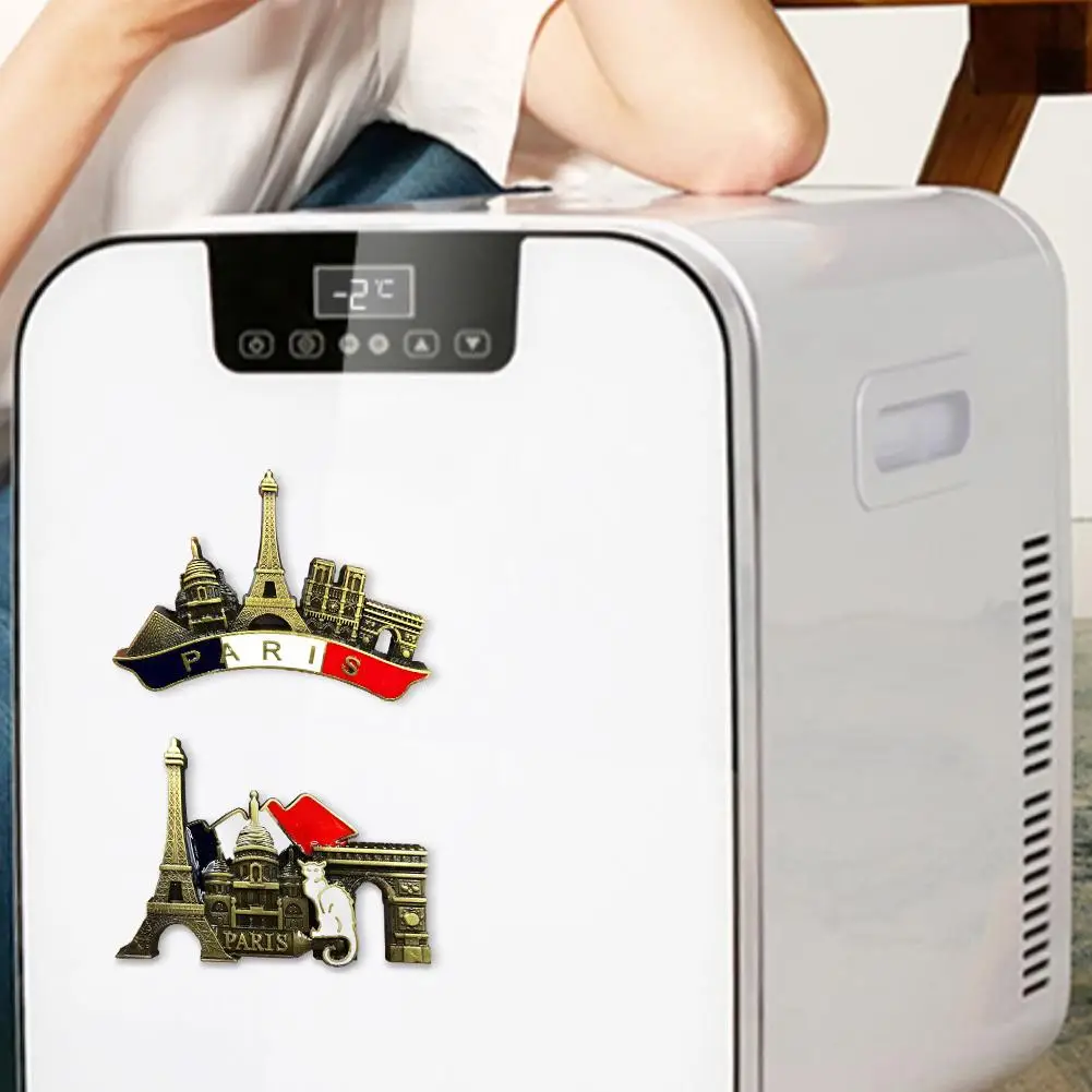 

French Paris Refrigerator Metal 3D Souvenir Fridge Magnet Handmade Craft Tourist Travel City Collection Refrigerator Sticker