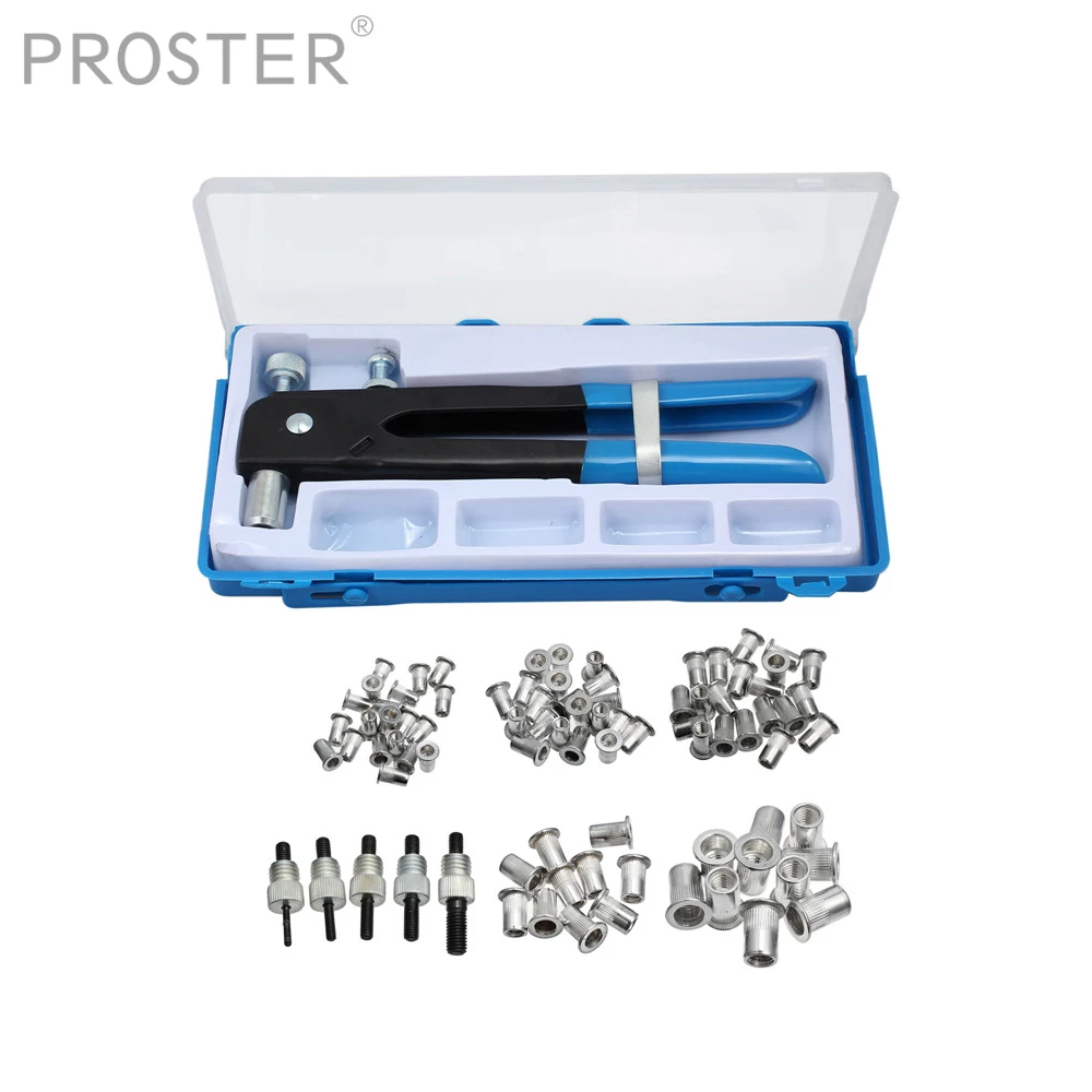 Proster 86 шт. инструмент для заклепок с резьбой Rivnut Nutsert пистолет клепальный набор M3 M8