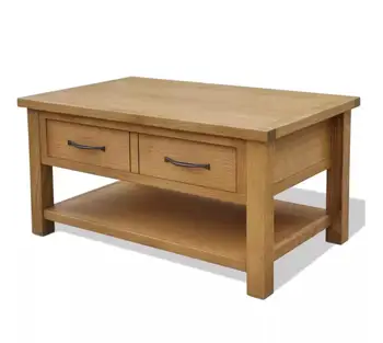 

VidaXL Oak Coffee Table With Drawers Simple Living Room Furniture Solid Wood Coffee Table 88 X 53 X 45 Cm