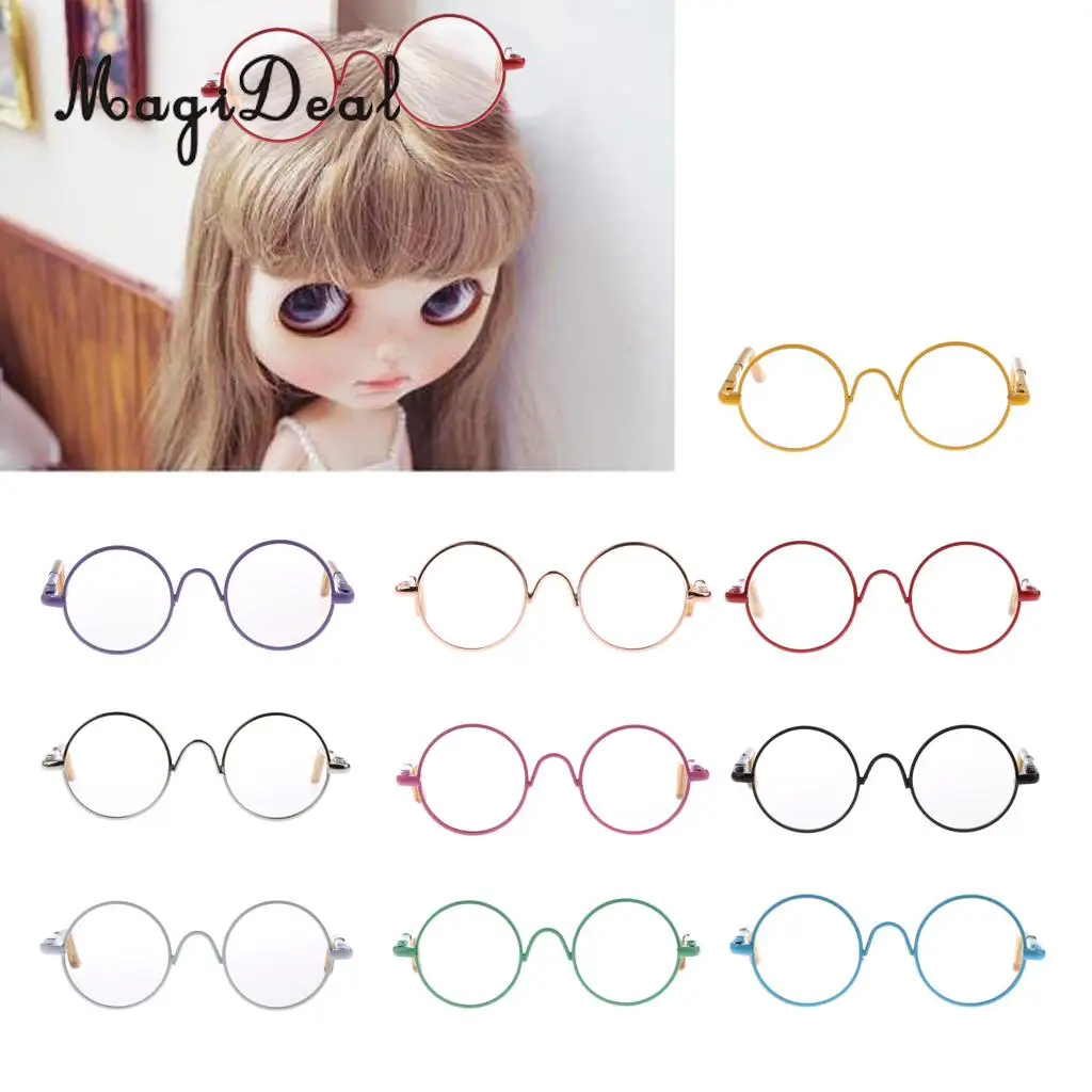 

Hippy Style Round Frame Clear Lens Eyewear for 1/6 Blythe Pulip Dolls Dress Up