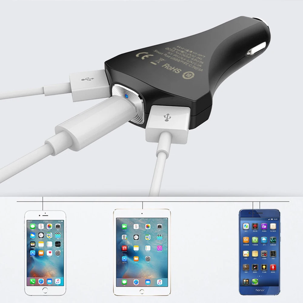 

Triple Port USB Quick Charge QC 3.0 5V3A Car Charger for iPhone USB Type-C Fast Charger Mobile Phone Quick Charger Car-Charger