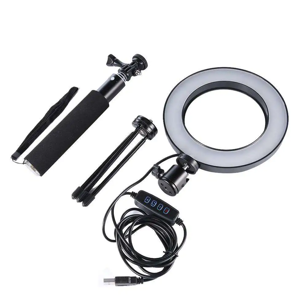 Dimmable Led Studio Camera Ring Light Photo Phone Video Light Annular Lamp With Tripods Selfie